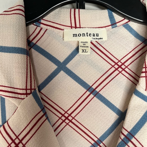 Monteau tie front plaid top in xl - Picture 4 of 5
